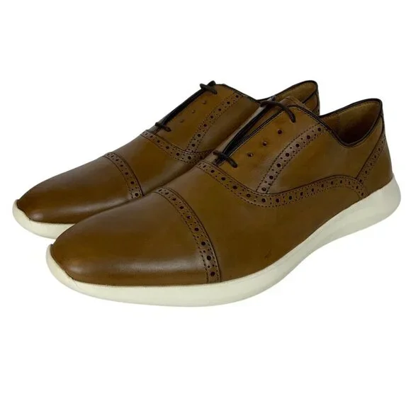 Johnston & Murphy Hennings Cap Toe Oxfords Mens 11M Brown Leather TruFoam Sole - Picture 2 of 11